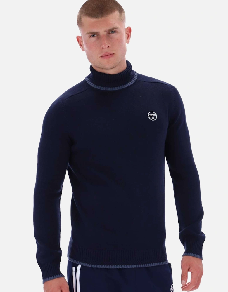 Caruso Roll Neck Knitted Jumper Maritime Blue