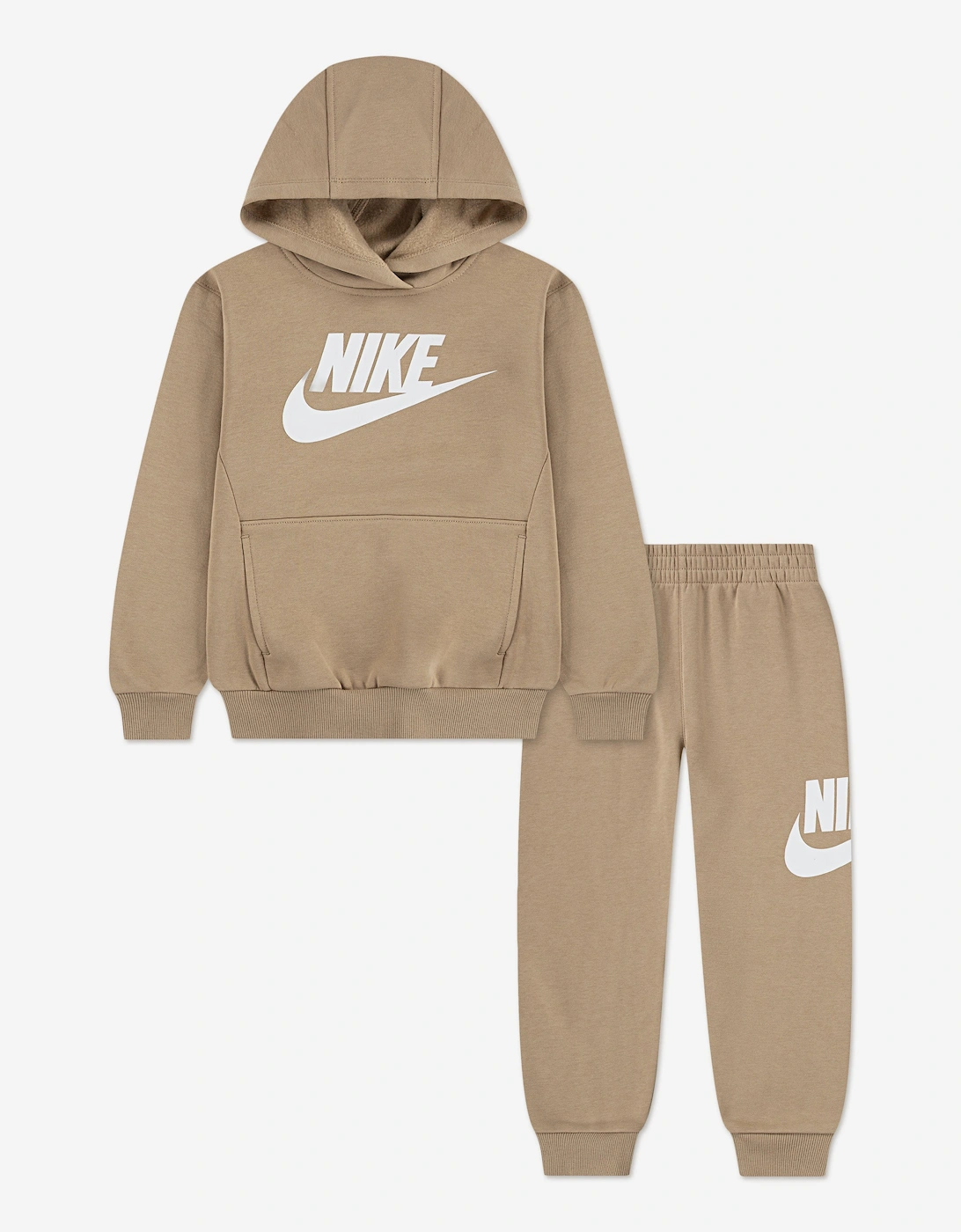 Nike Girls Cream Club Fleece Tracksuit In Beige - Size: 18-24 Months/2 Years Kids