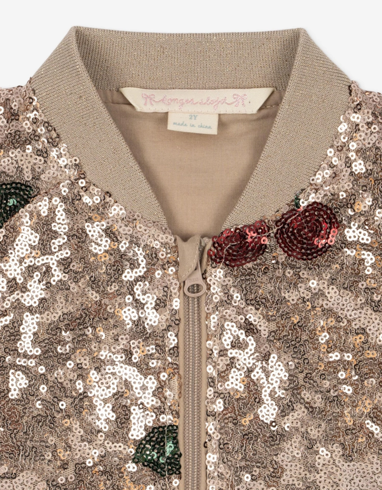 Girls Starla Sequin Cherry Jacket in Gold
