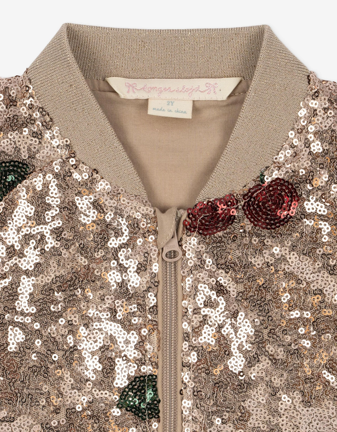 Girls Starla Sequin Cherry Jacket in Gold