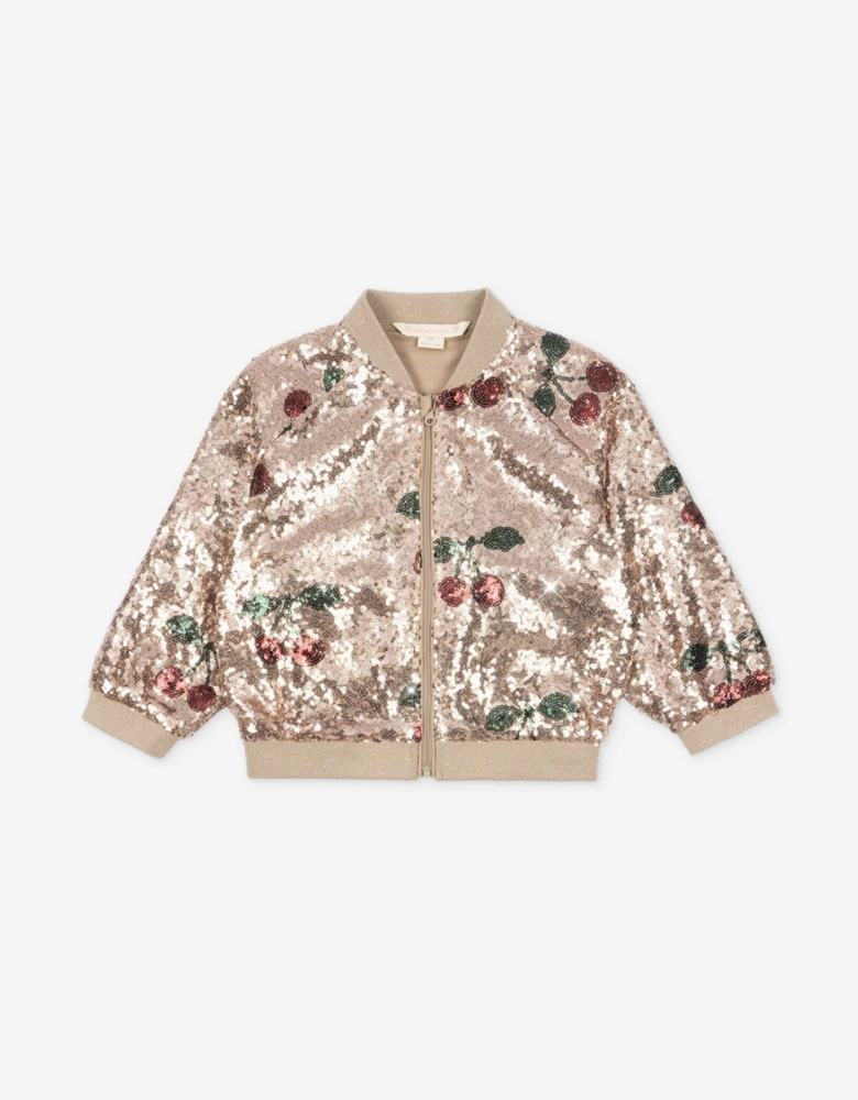 Girls Starla Sequin Cherry Jacket in Gold