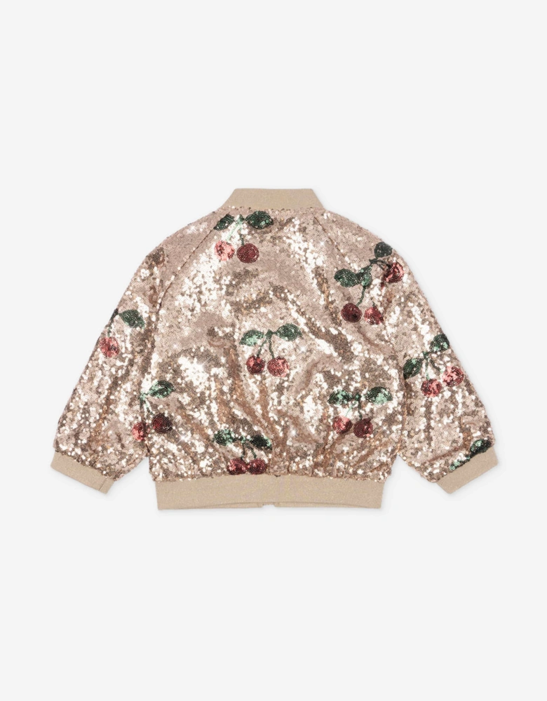 Girls Starla Sequin Cherry Jacket in Gold