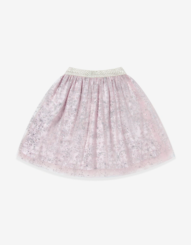 Girls Toile de Jouy Sparkle Ballerina Skirt in Pink