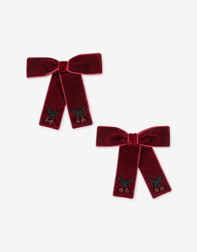 Girls 2 Pack Juliette Bow Hair Clip Set in Red