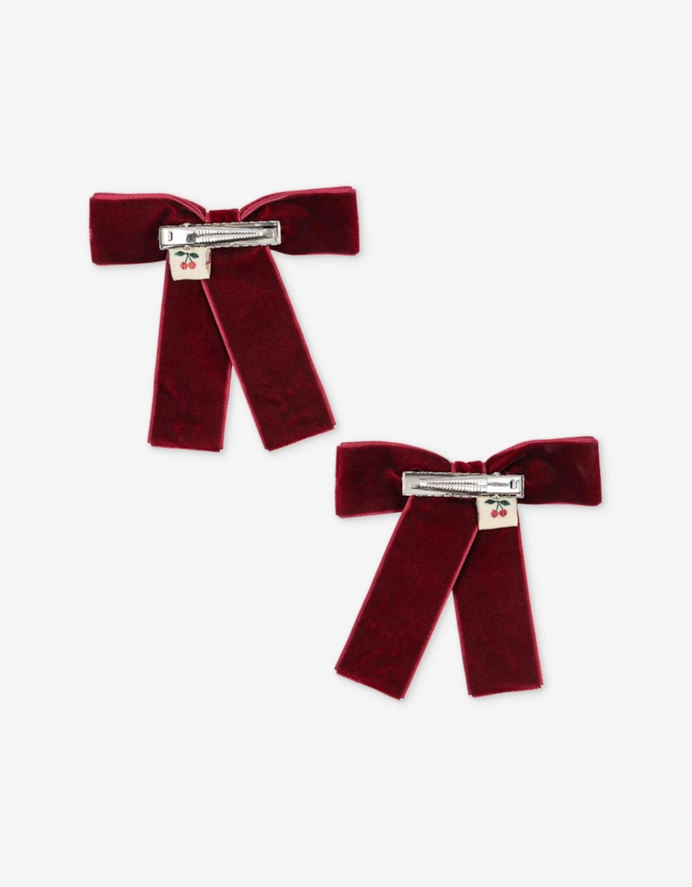 Girls 2 Pack Juliette Bow Hair Clip Set in Red