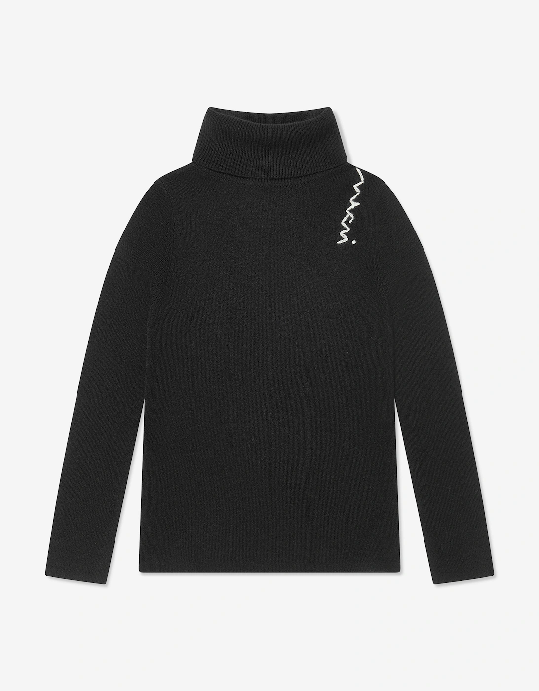 Girls Wool High Neck Jumper in Black, 5 of 4