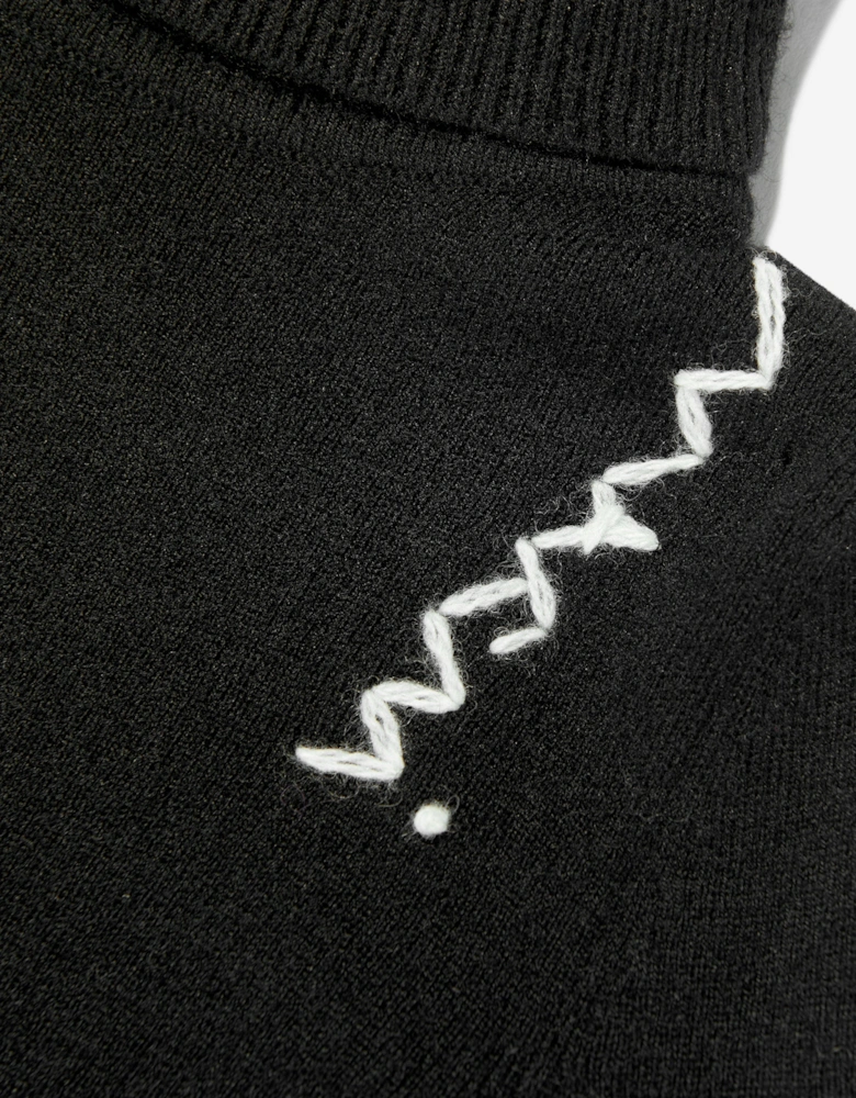 Girls Wool High Neck Jumper in Black