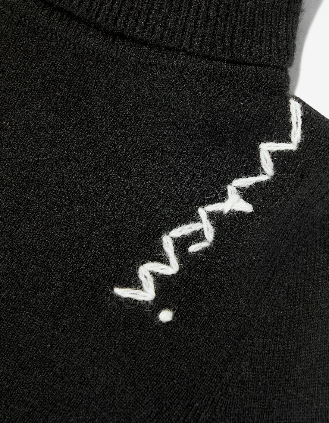 Girls Wool High Neck Jumper in Black