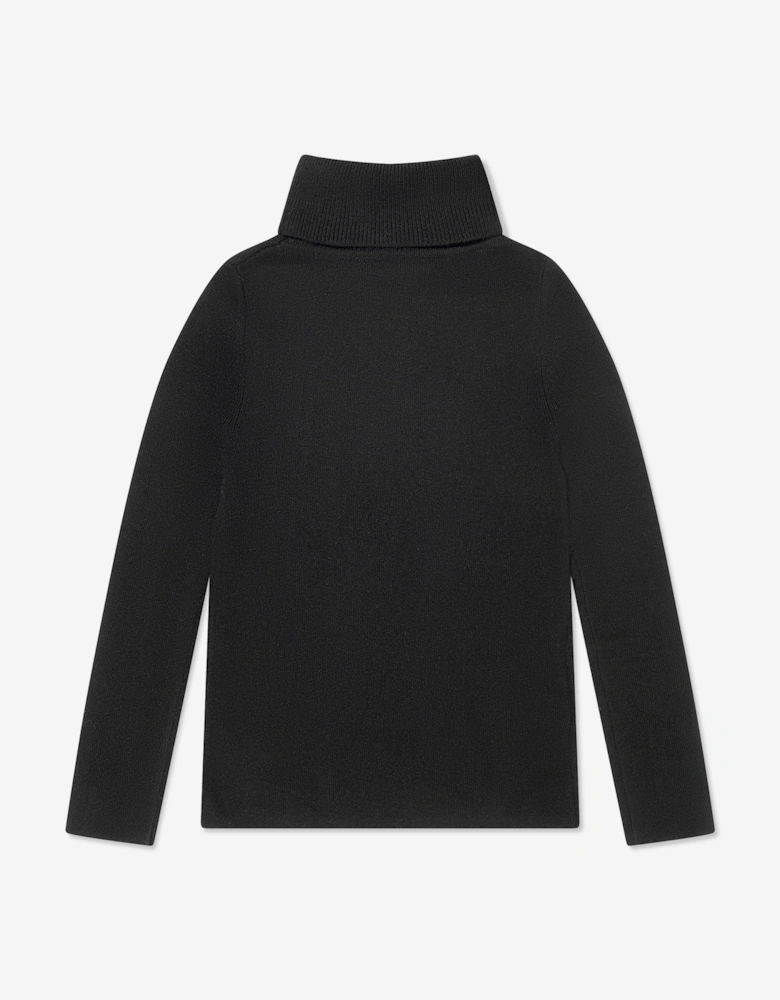 Girls Wool High Neck Jumper in Black