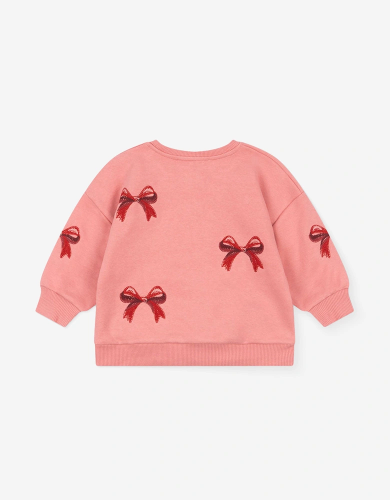 Konges Sløjd Girls Lou Bow Sweatshirt in Pink