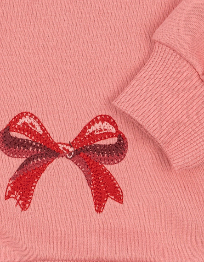Konges Sløjd Girls Lou Bow Sweatshirt in Pink