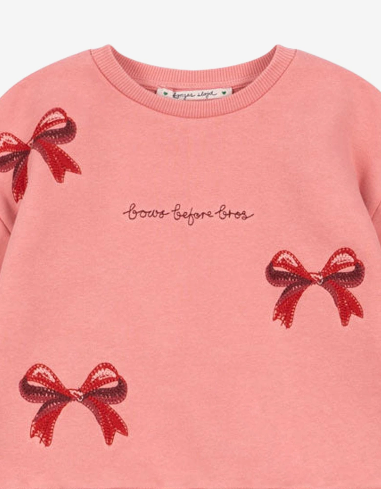 Konges Sløjd Girls Lou Bow Sweatshirt in Pink