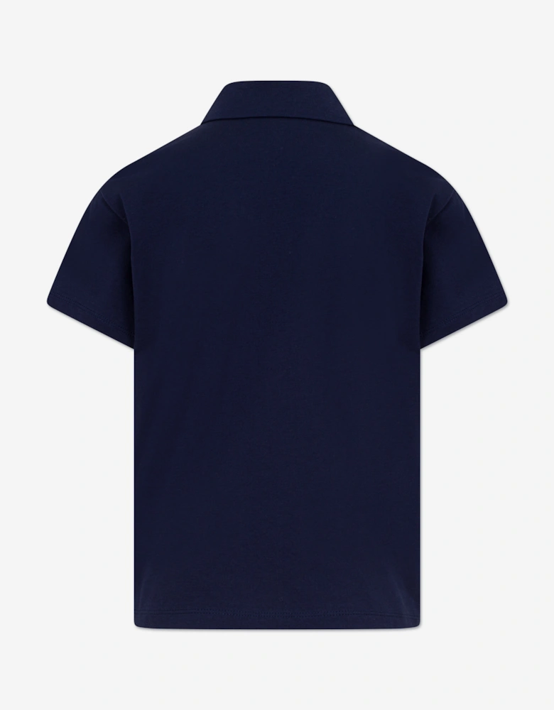 Boys Zigzag Pocket Polo Shirt in Navy