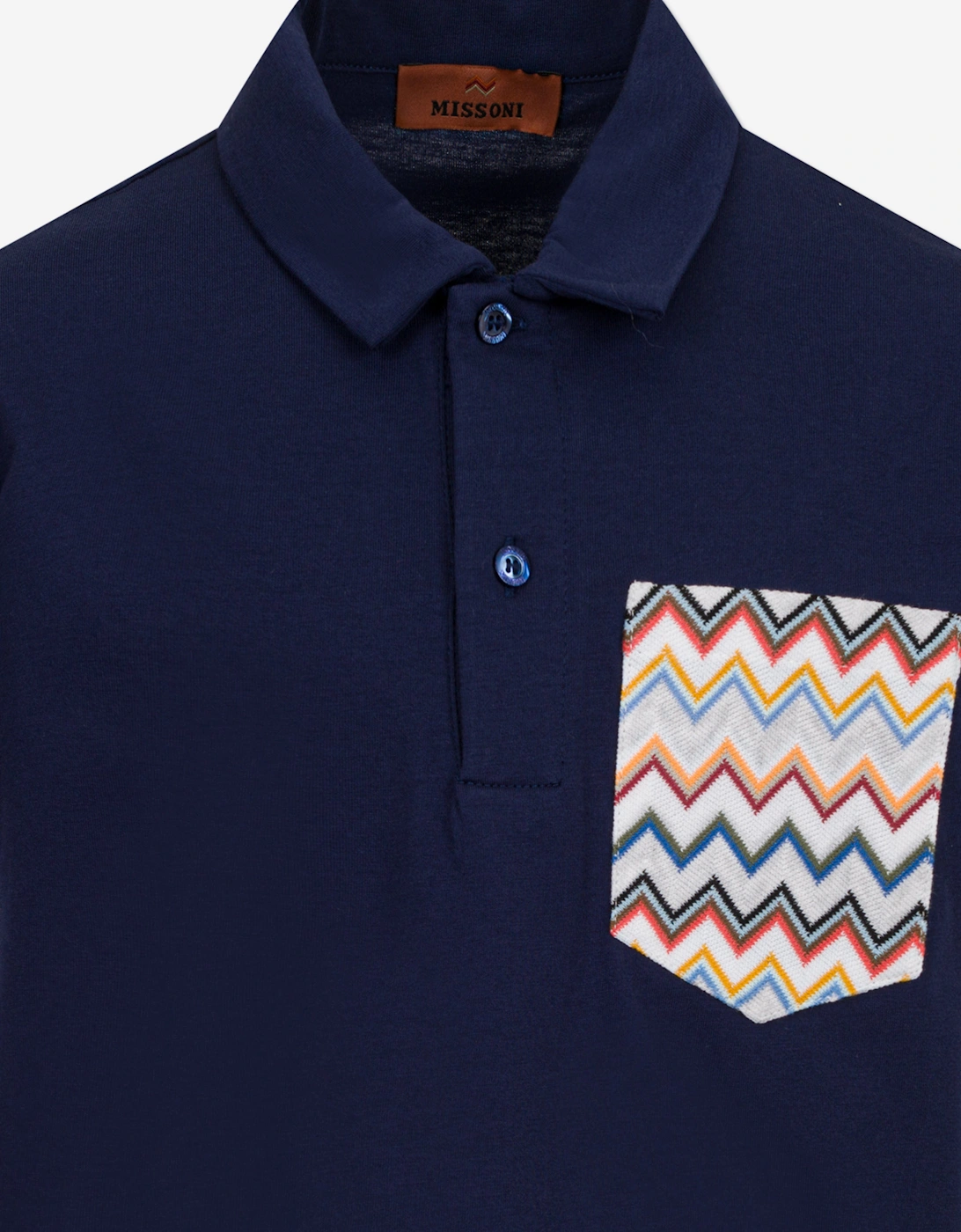 Boys Zigzag Pocket Polo Shirt in Navy