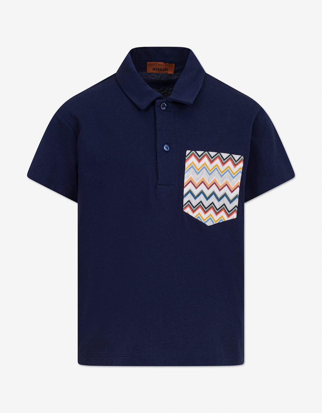 Boys Zigzag Pocket Polo Shirt in Navy, 5 of 4