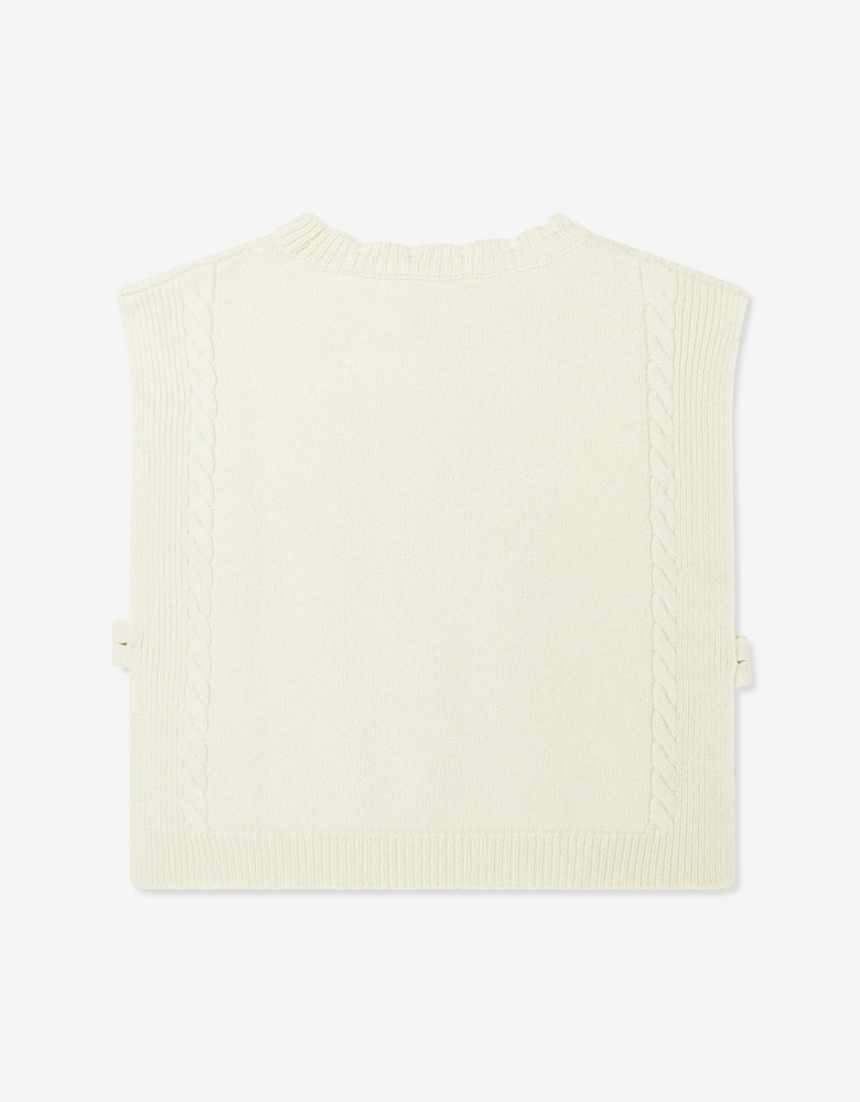 Girls Javoue Wool Poncho in Ivory