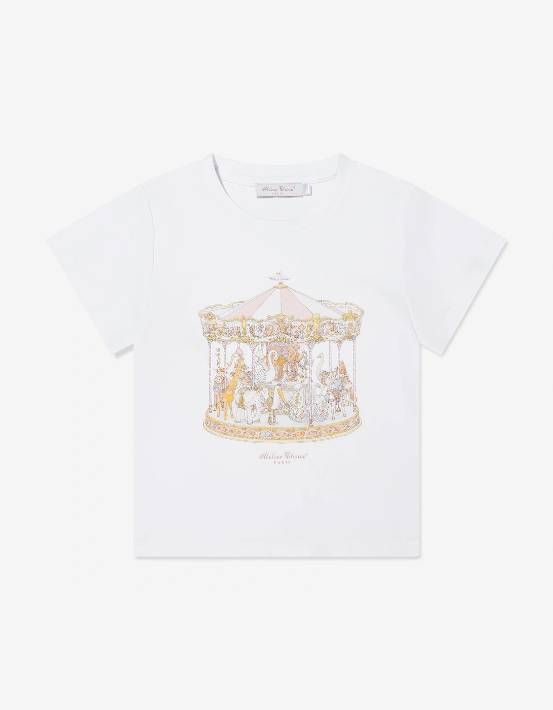 Atelier Choux Girls White 'S Carousel T-Shirt In  6 Years Size 6 Yrs Kids