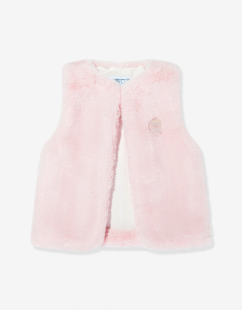 Girls Gabrielle Faux Fur Gilet in Pink