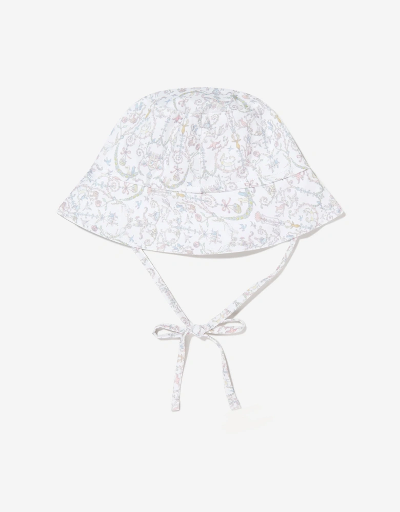 Girls Bobbie Toile De Jouy Hat in Ivory