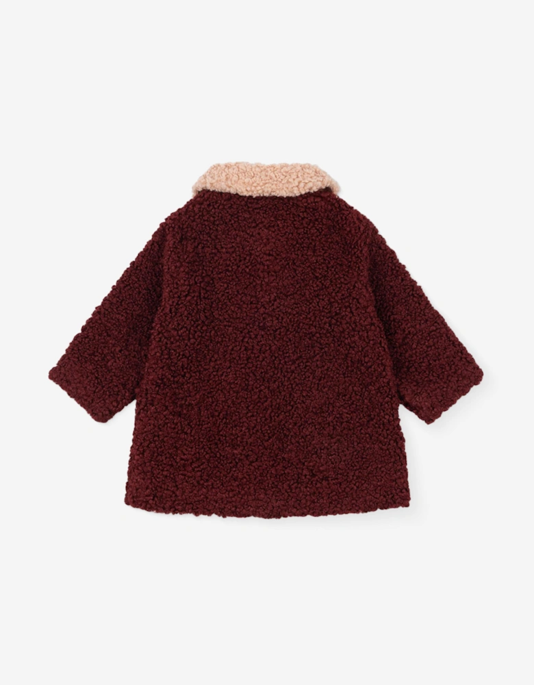 Girls Faux Fur Calin Coat in Red