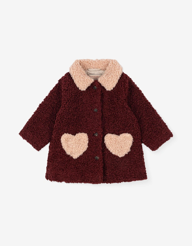 Girls Faux Fur Calin Coat in Red