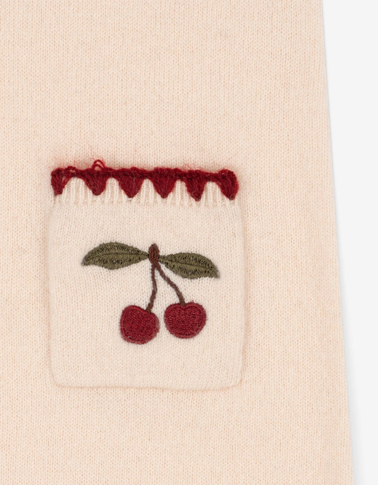 Konges Sløjd Girls Cherry Knitted Wool Collette Dress in Ivory