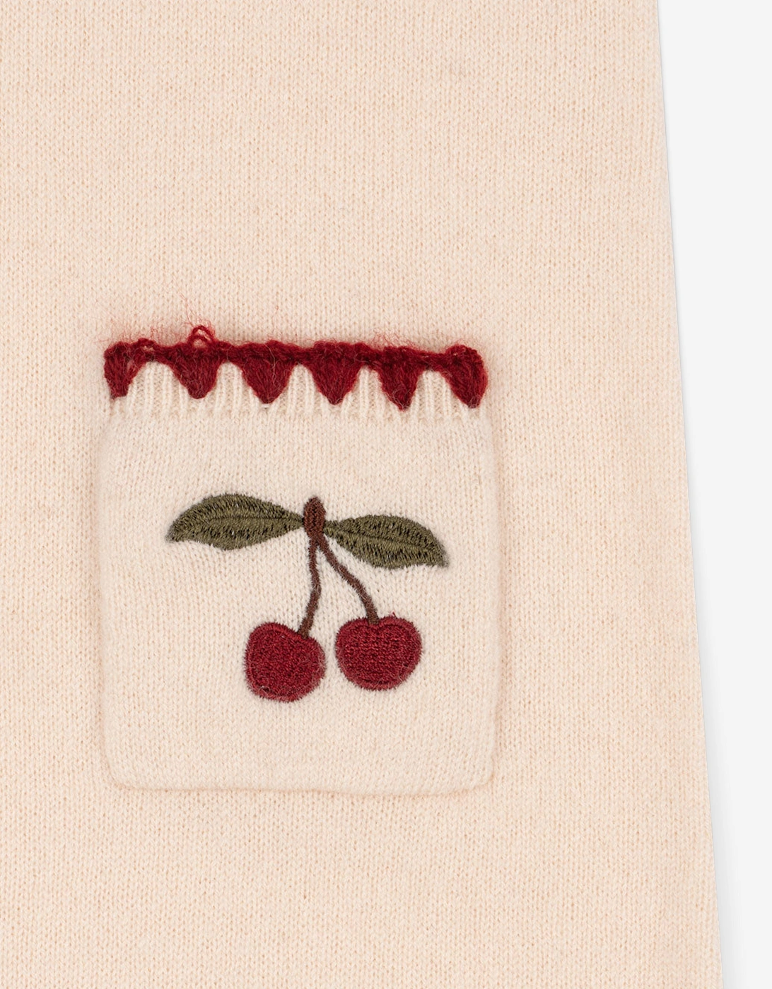 Konges Sløjd Girls Cherry Knitted Wool Collette Dress in Ivory