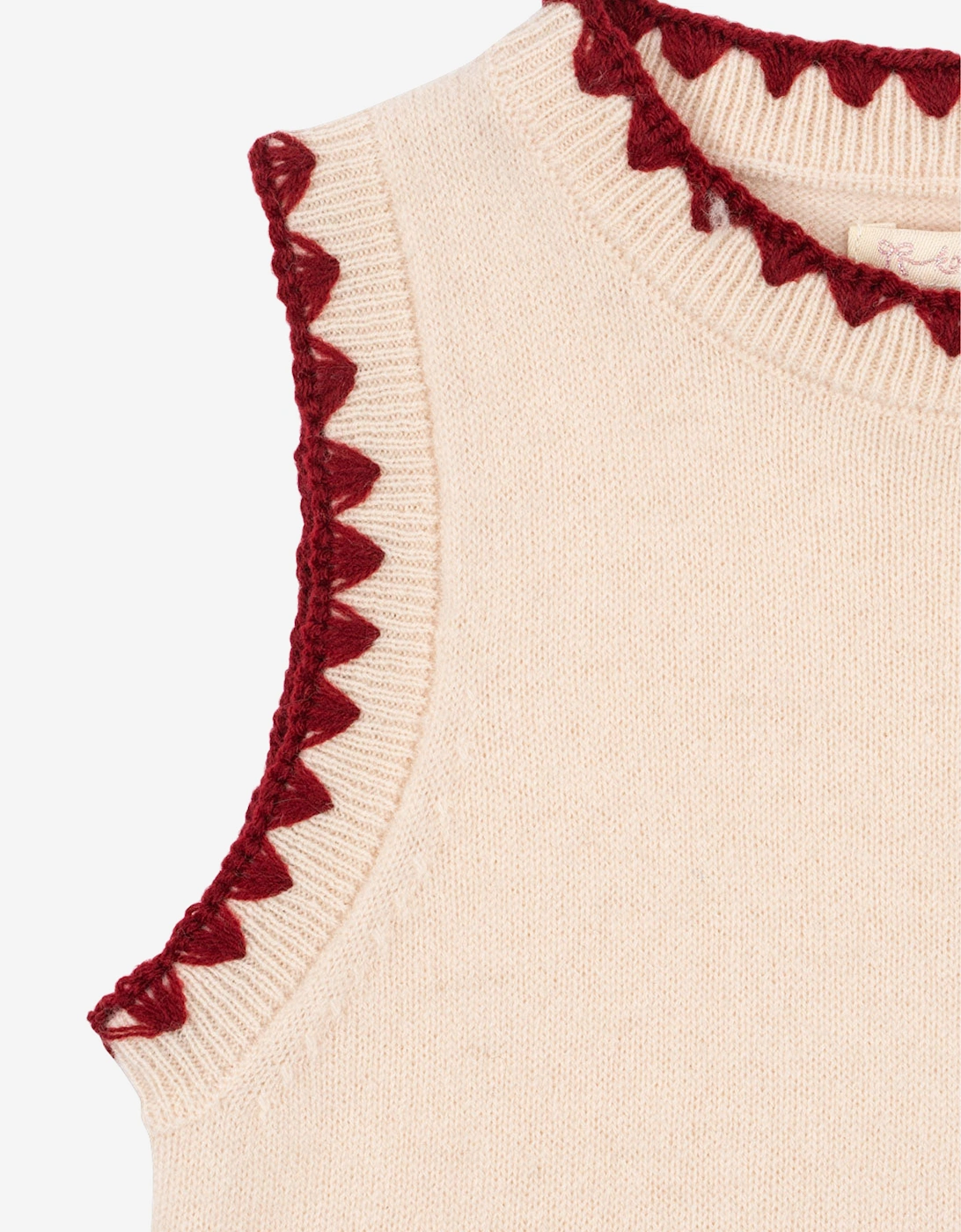 Konges Sløjd Girls Cherry Knitted Wool Collette Dress in Ivory