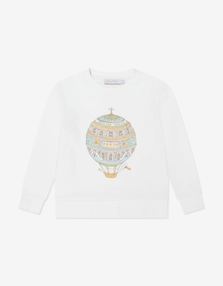 Girls Hot Air Balloon Sweatshirt in Ivory