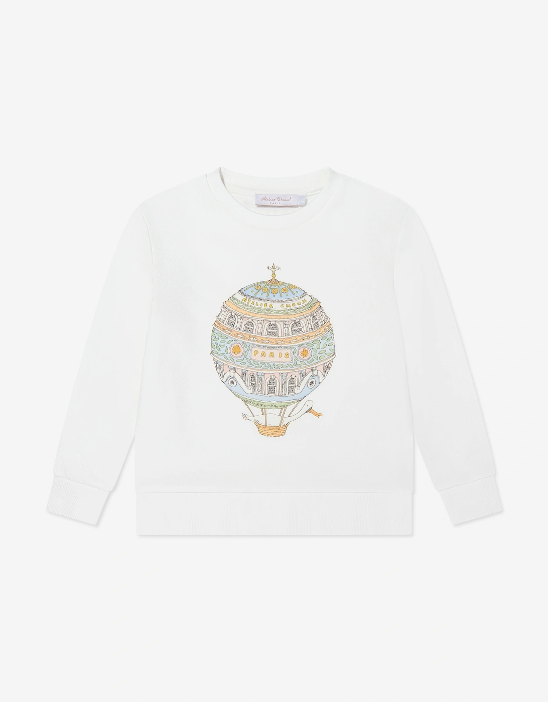 Atelier Choux Girls Cream Hot Air Balloon Sweatshirt In Ivory  5 Years Size 5 Yrs Kids