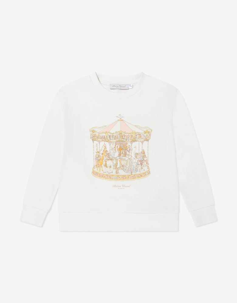 Girls Carousel Sweatshirt in Ivory