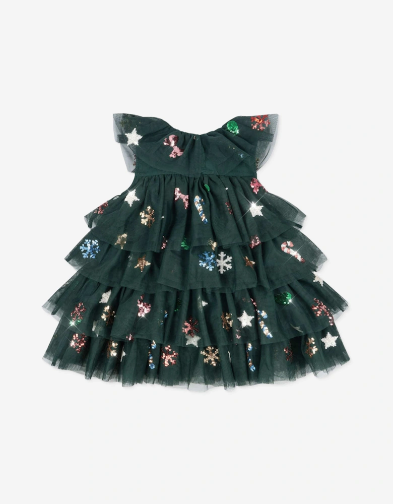 Girls Yvonne Tulle Christmas Dress in Green