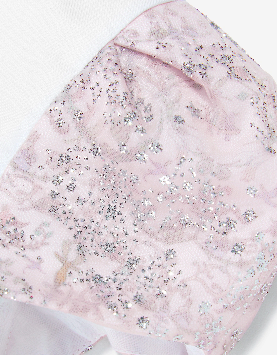 Girls Choux Sparkle Toile du Jouy Puff Sleeve Top in White