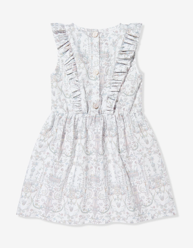 Girls Aurélie Toile de Jouy Ruffle Dress in Ivory