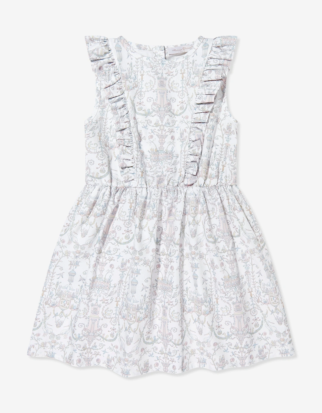 Girls Aurélie Toile de Jouy Ruffle Dress in Ivory, 5 of 4