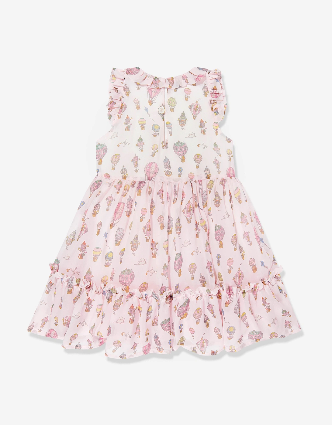 Girls Adelaide Hot Air Balloons Ruffle Collar Dress in Pink