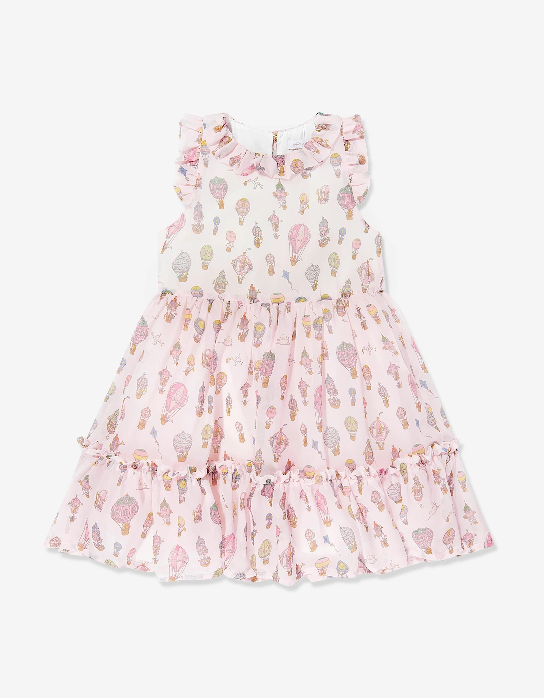 Girls Adelaide Hot Air Balloons Ruffle Collar Dress in Pink, 5 of 4