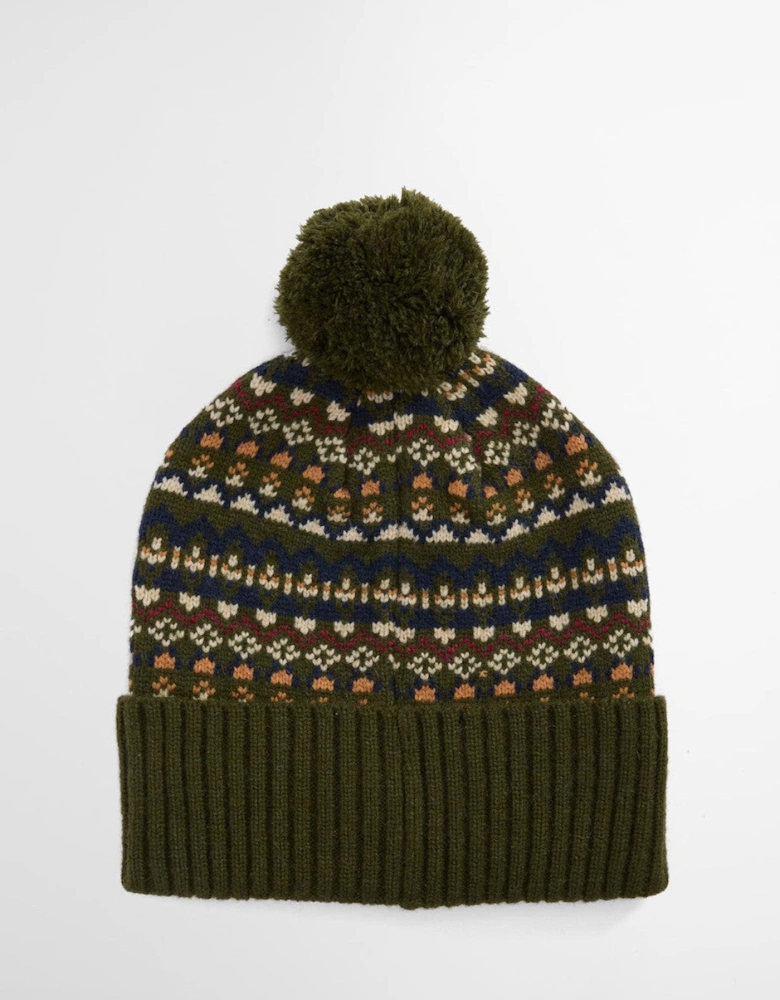 Marlow Fair Isle Pom Beanie Hat OL71 Olive