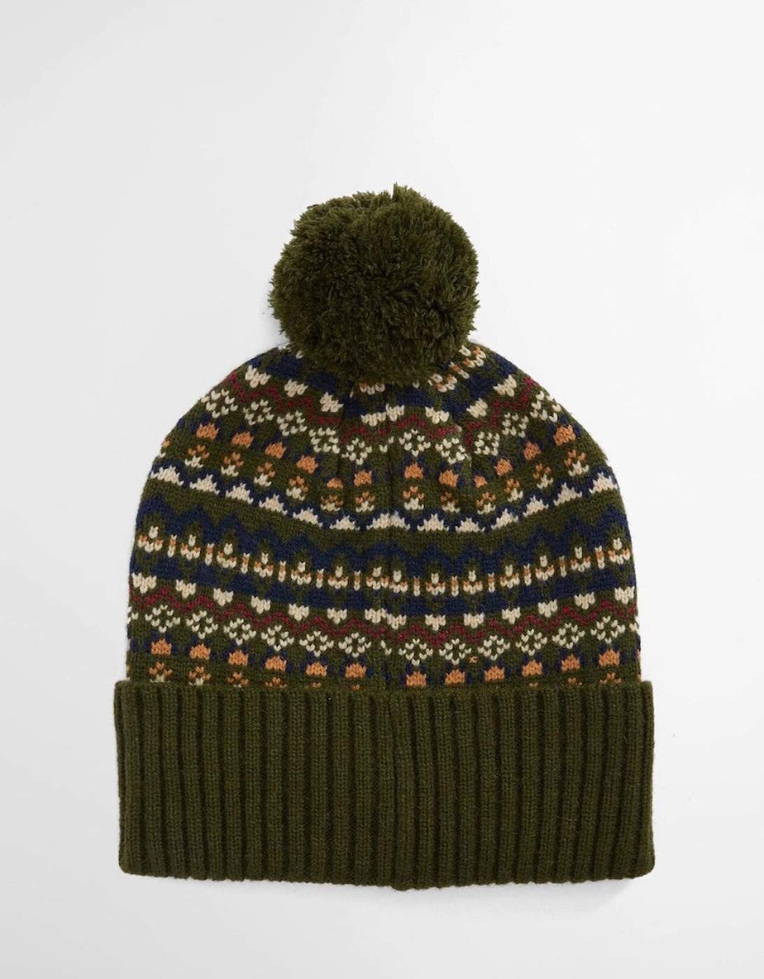 Marlow Fair Isle Pom Beanie Hat OL71 Olive
