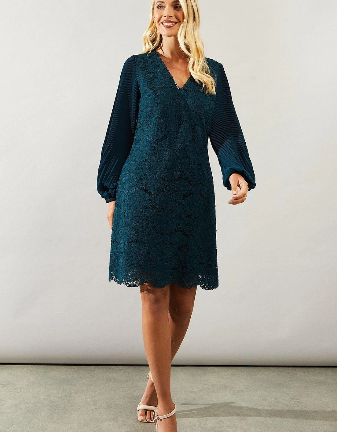 Petite Occasion Lace Pleat Sleeve Shift Dress, 2 of 1