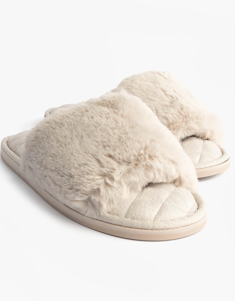 ERIN Womens Slipper Sliders Light Grey