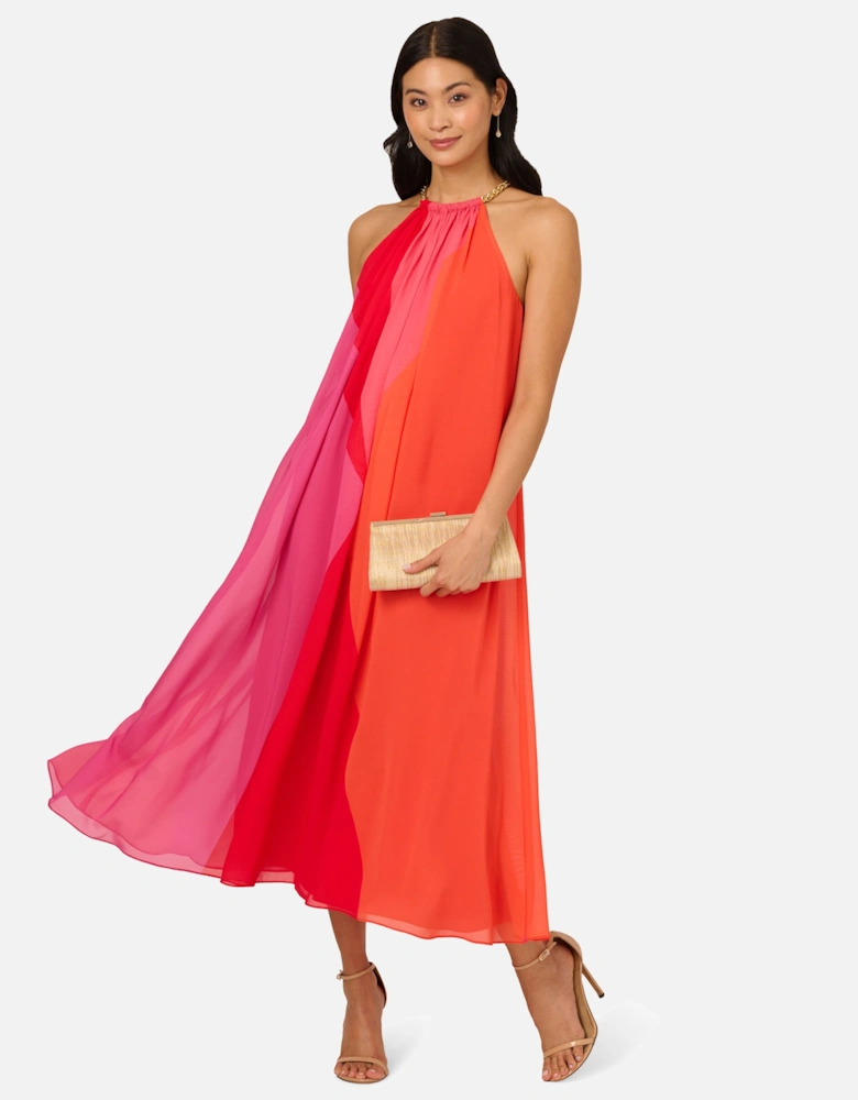Colour Block Chiffon Dress