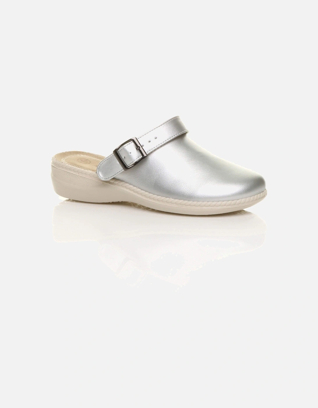 Low Wedge Heel Slingback Clogs Faux Leather Mules, 2 of 1