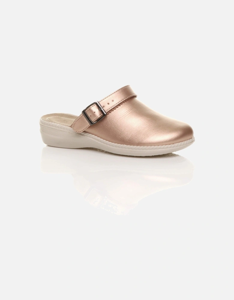 Low Wedge Heel Slingback Clogs Faux Leather Mules
