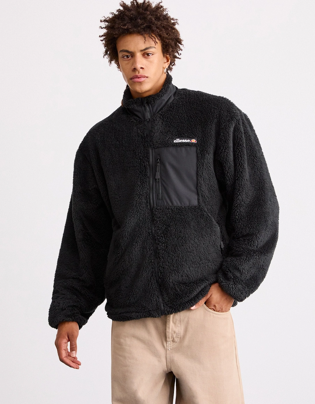 Men's Ellesse Cervacol Fleece Jacket Black - Size: 44/Regular