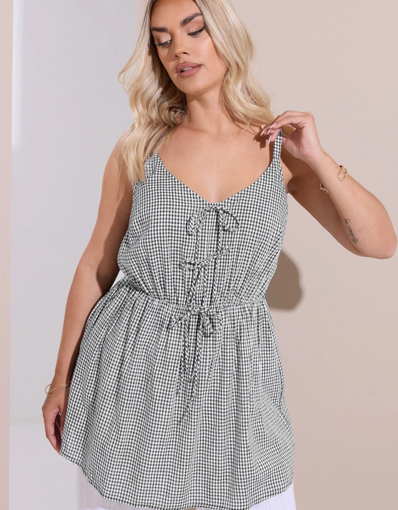 Gingham Tie Front Cami Top