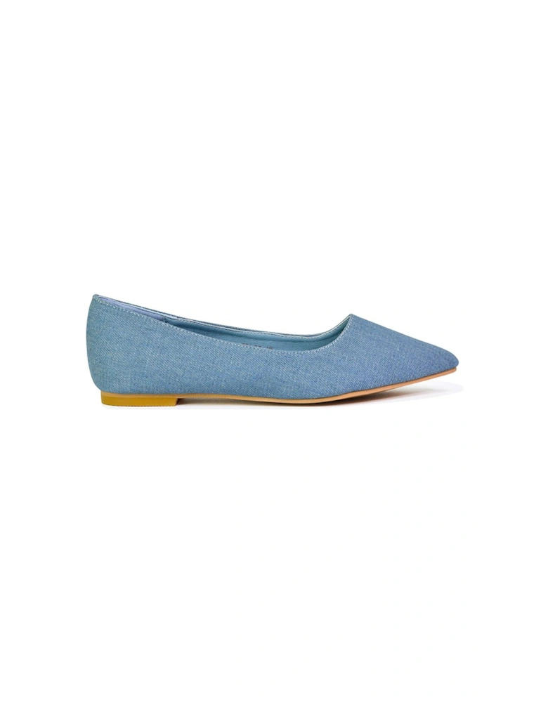 'Bubbles' Pointed Toe Slip on Flat Ballerina Pump Shoes