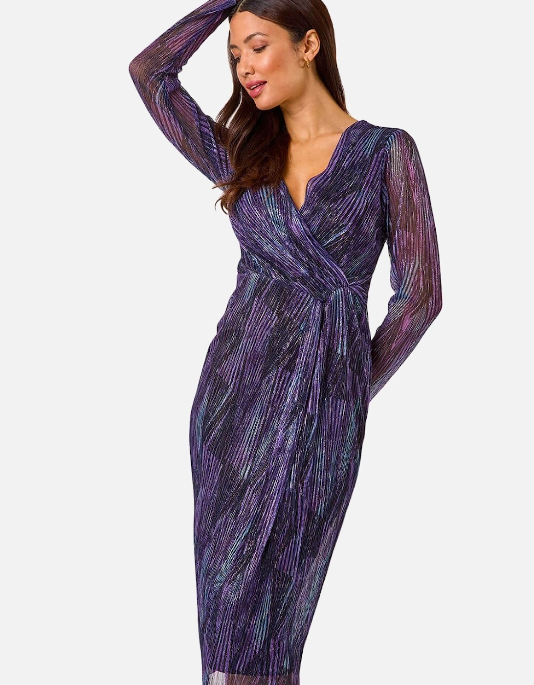 Foil Plisse Wrap Dress, 2 of 1