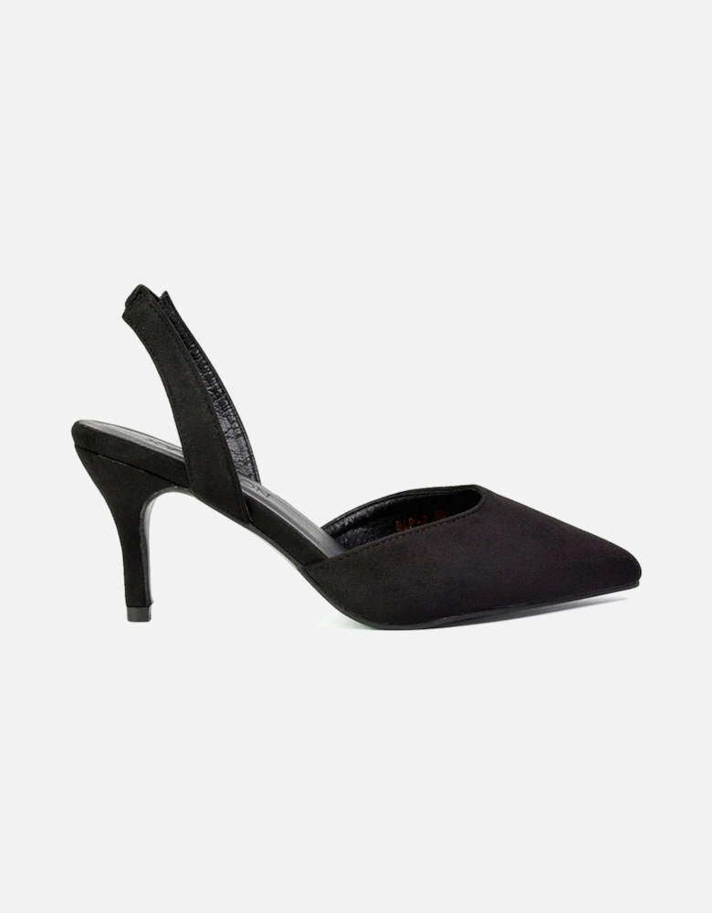 'Imogen' Pointed Toe Sling Back Stiletto Mid Heel Court Shoes