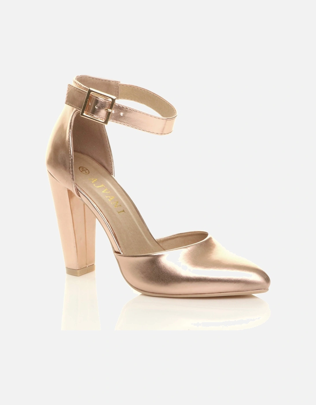 High Block Heel Ankle Strap Pointed Toe  2 Part Heels, 2 of 1